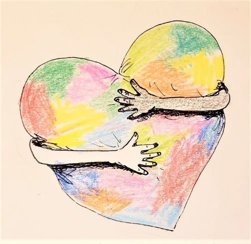 Drawing of a colourful heart