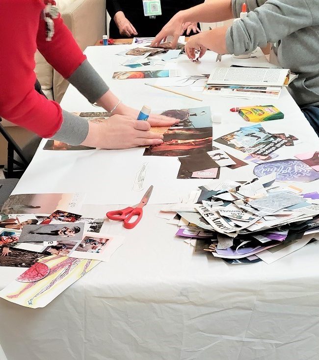 Photo of people making collage work